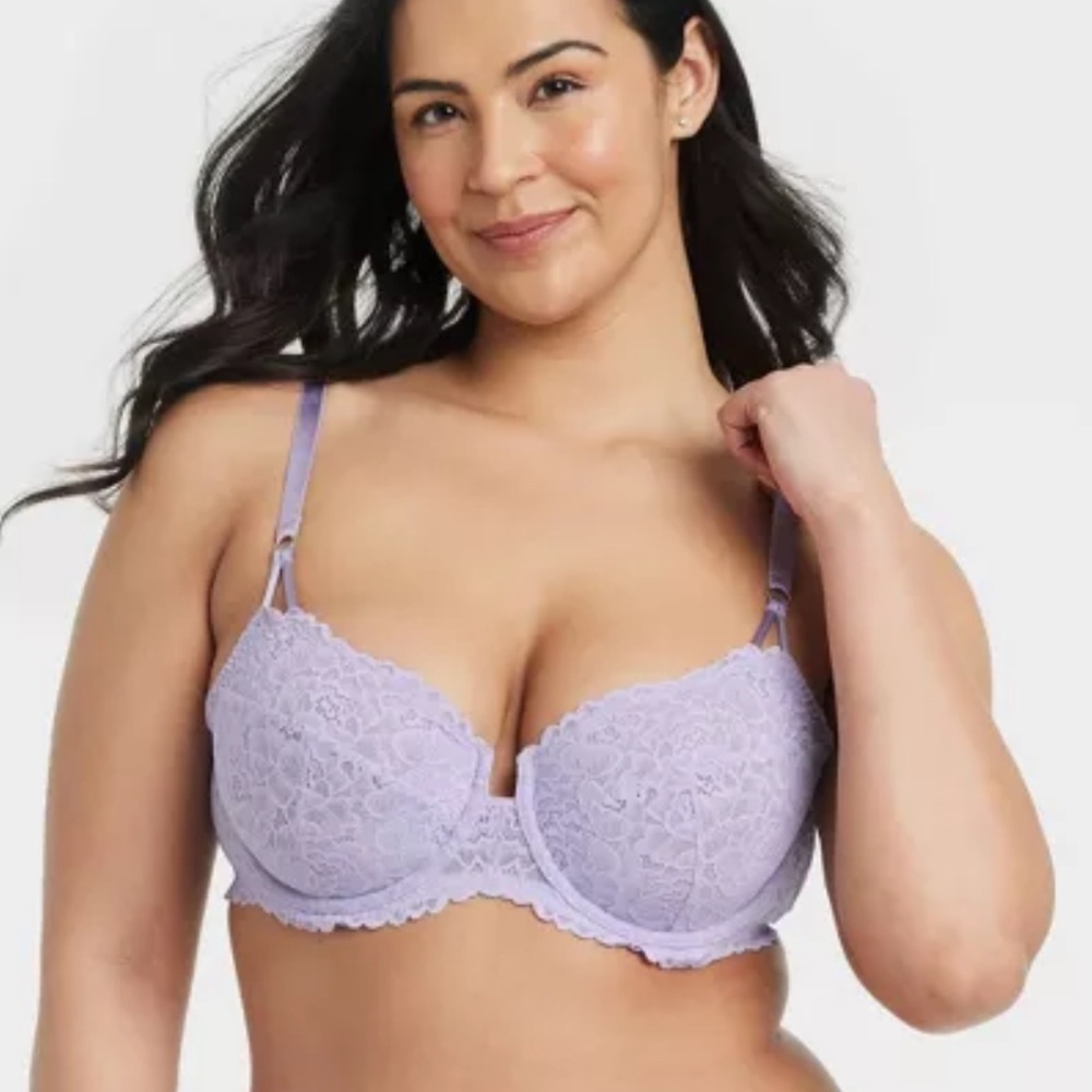 Auden Women's Lace‎ Unlined Balconette Lavender Bra